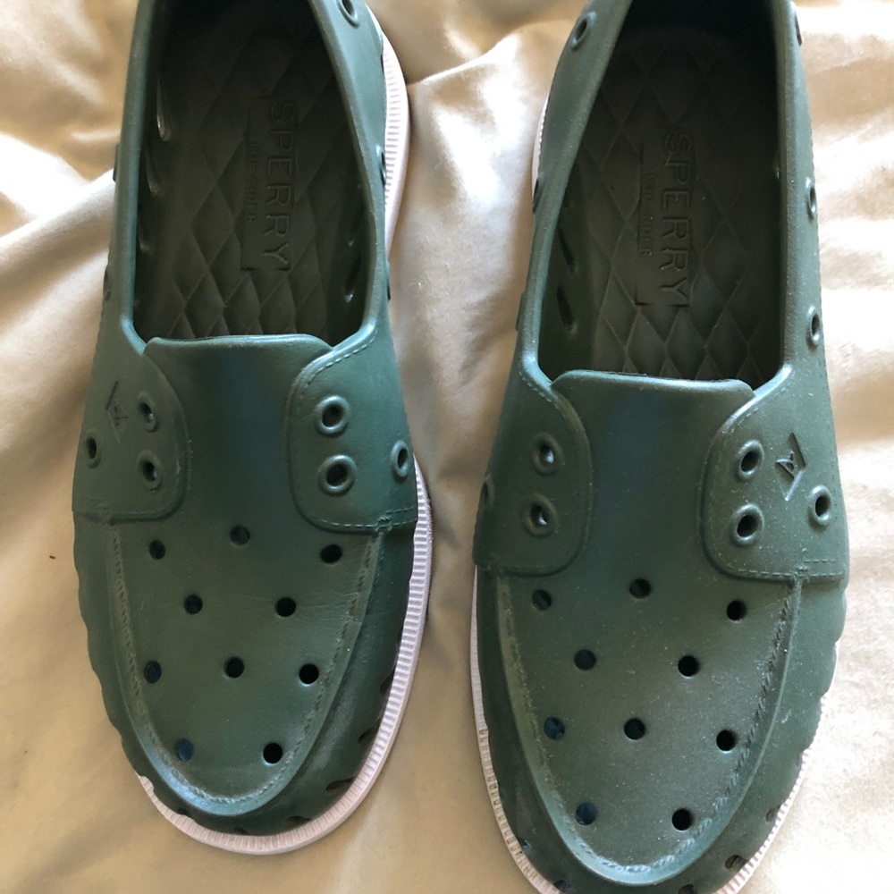 Sperry Topsider “plastic” slip ons
